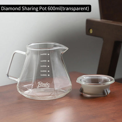 BINCOO Pour Over Coffee Pot Glass Filter Cup Coffee Sharing Pot Set Home Coffee Brewing Pot 400ML/600ML