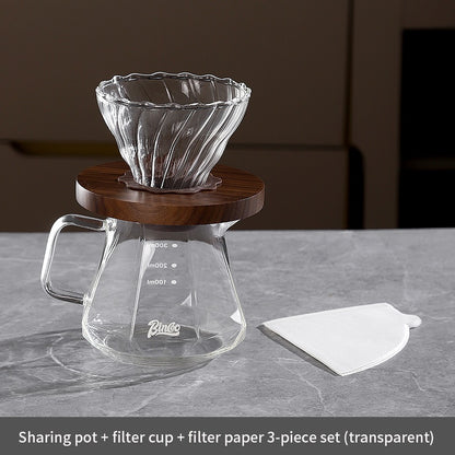 BINCOO Pour Over Coffee Pot Glass Filter Cup Coffee Sharing Pot Set Home Coffee Brewing Pot 400ML/600ML
