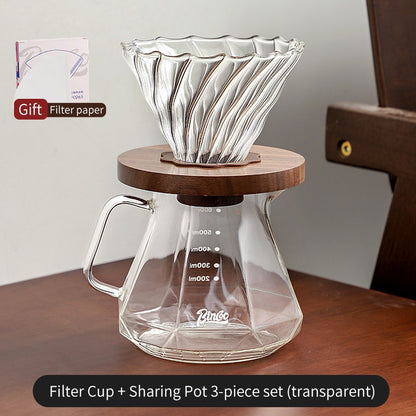BINCOO Pour Over Coffee Pot Glass Filter Cup Coffee Sharing Pot Set Home Coffee Brewing Pot 400ML/600ML