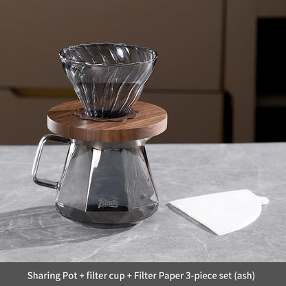 BINCOO Pour Over Coffee Pot Glass Filter Cup Coffee Sharing Pot Set Home Coffee Brewing Pot 400ML/600ML