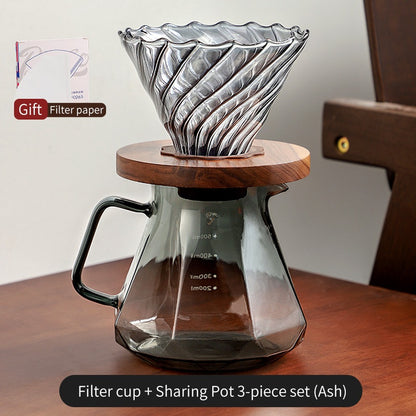 BINCOO Pour Over Coffee Pot Glass Filter Cup Coffee Sharing Pot Set Home Coffee Brewing Pot 400ML/600ML