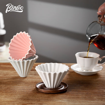 BINCOO Hand Brewed Coffee Filter Cup Ceramic Coffee Drip Filter V60 Coffee Utensil for Pour Over Coffee