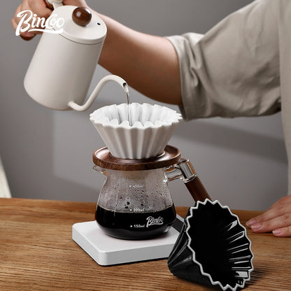 BINCOO Hand Brewed Coffee Filter Cup Ceramic Coffee Drip Filter V60 Coffee Utensil for Pour Over Coffee