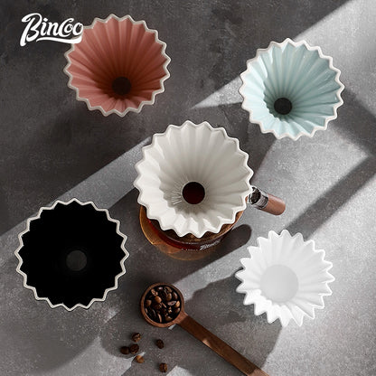 BINCOO Hand Brewed Coffee Filter Cup Ceramic Coffee Drip Filter V60 Coffee Utensil for Pour Over Coffee