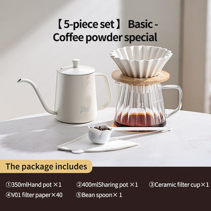 BINCOO Hand Brew Coffee Pot Set Filter Coffee Apparatus Sharing Pot Home Small Hand Grinder Coffee Maker Set