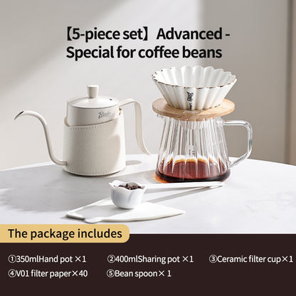 BINCOO Hand Brew Coffee Pot Set Filter Coffee Apparatus Sharing Pot Home Small Hand Grinder Coffee Maker Set
