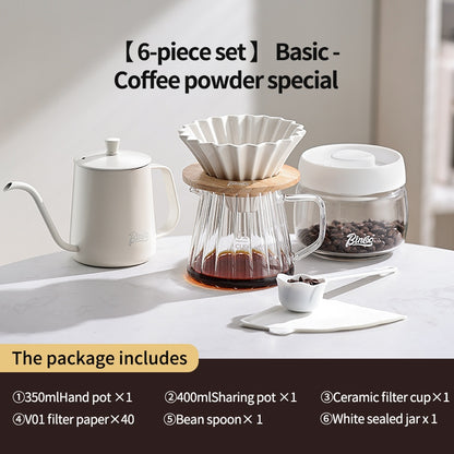 BINCOO Hand Brew Coffee Pot Set Filter Coffee Apparatus Sharing Pot Home Small Hand Grinder Coffee Maker Set