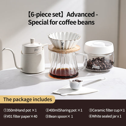 BINCOO Hand Brew Coffee Pot Set Filter Coffee Apparatus Sharing Pot Home Small Hand Grinder Coffee Maker Set
