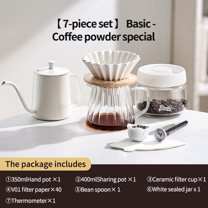 BINCOO Hand Brew Coffee Pot Set Filter Coffee Apparatus Sharing Pot Home Small Hand Grinder Coffee Maker Set