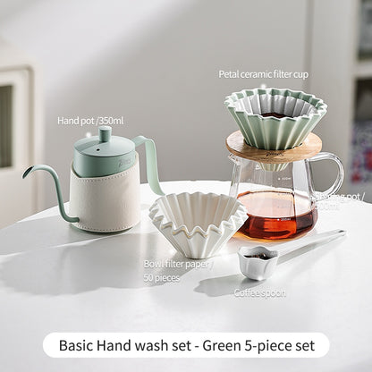 BINCOO Hand Brew Coffee Pot Set Filter Coffee Apparatus Sharing Pot Home Small Hand Grinder Coffee Maker Set