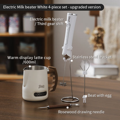 BINCOO Electric Milk Frother Coffee Latte Art Vat Automatic Milk Beater Handheld Compact Stirring Stick
