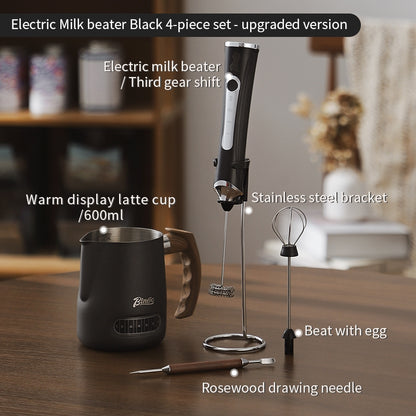 BINCOO Electric Milk Frother Coffee Latte Art Vat Automatic Milk Beater Handheld Compact Stirring Stick