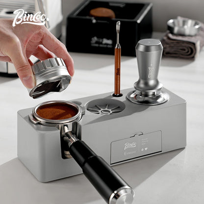 BINCOO Coffee Base Set Coffee Press Hammer Cloth Powder Dispenser 3 Piece Coffee Maker Handle Storage Base Espresso Appliances 51/58MM