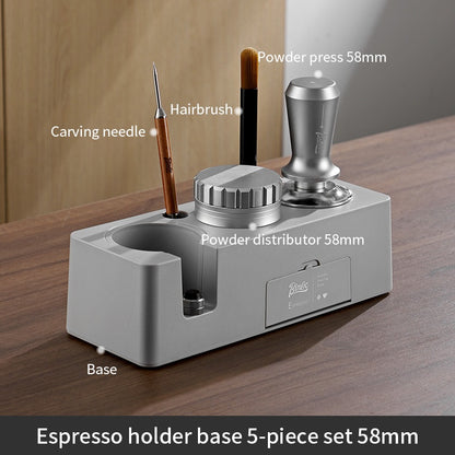 BINCOO Coffee Base Set Coffee Press Hammer Cloth Powder Dispenser 3 Piece Coffee Maker Handle Storage Base Espresso Appliances 51/58MM