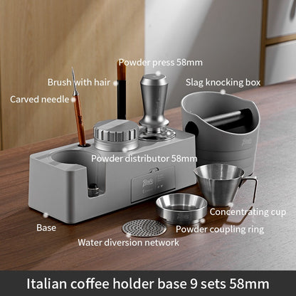 BINCOO Coffee Base Set Coffee Press Hammer Cloth Powder Dispenser 3 Piece Coffee Maker Handle Storage Base Espresso Appliances 51/58MM