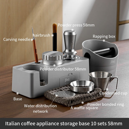BINCOO Coffee Base Set Coffee Press Hammer Cloth Powder Dispenser 3 Piece Coffee Maker Handle Storage Base Espresso Appliances 51/58MM