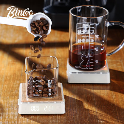 BINCOO Coffee Electronic Scale Espresso Hand Brewed Coffee Beans Weigher Special Mini Intelligent Scale Automatic Timing Weighing Portable