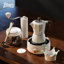 BINCOO Double Valve Moka Pot Set Home Brewing Coffee Pot Italian Mini Manual Grinder Set Coffee Utensils Set 2Cups