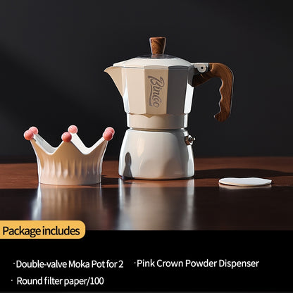 BINCOO Double Valve Moka Pot Set Home Brewing Coffee Pot Italian Mini Manual Grinder Set Coffee Utensils Set 2Cups