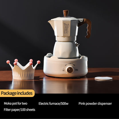 BINCOO Double Valve Moka Pot Set Home Brewing Coffee Pot Italian Mini Manual Grinder Set Coffee Utensils Set 2Cups