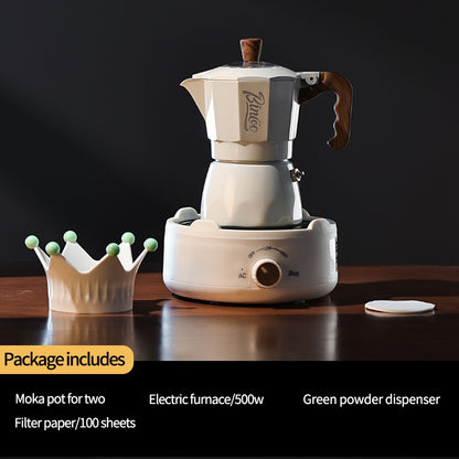 BINCOO Double Valve Moka Pot Set Home Brewing Coffee Pot Italian Mini Manual Grinder Set Coffee Utensils Set 2Cups