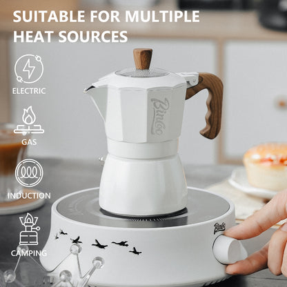 BINCOO Double Valve Moka Pot Set Home Brewing Coffee Pot Italian Mini Manual Grinder Set Coffee Utensils Set 2Cups