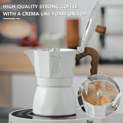 BINCOO Double Valve Moka Pot Set Home Brewing Coffee Pot Italian Mini Manual Grinder Set Coffee Utensils Set 2Cups