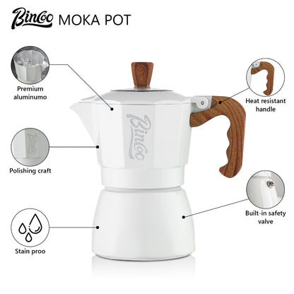 BINCOO Double Valve Moka Pot Set Home Brewing Coffee Pot Italian Mini Manual Grinder Set Coffee Utensils Set 2Cups