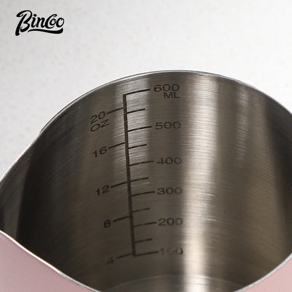 BINCOO Coffee Latte Art Cup Coffee Tank Thickened Milk Foam Cup Coffee Utensil  304 Stainless Steel Large Capacity 600ML