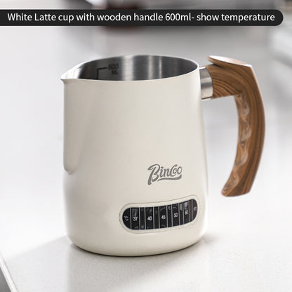 BINCOO Coffee Latte Art Cup Coffee Tank Thickened Milk Foam Cup Coffee Utensil  304 Stainless Steel Large Capacity 600ML