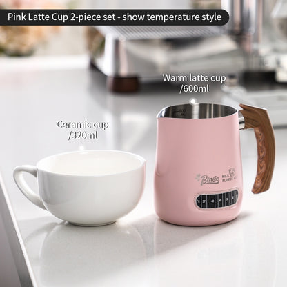 BINCOO Coffee Latte Art Cup Coffee Tank Thickened Milk Foam Cup Coffee Utensil  304 Stainless Steel Large Capacity 600ML