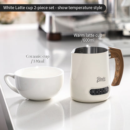 BINCOO Coffee Latte Art Cup Coffee Tank Thickened Milk Foam Cup Coffee Utensil  304 Stainless Steel Large Capacity 600ML