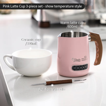 BINCOO Coffee Latte Art Cup Coffee Tank Thickened Milk Foam Cup Coffee Utensil  304 Stainless Steel Large Capacity 600ML