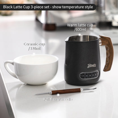 BINCOO Coffee Latte Art Cup Coffee Tank Thickened Milk Foam Cup Coffee Utensil  304 Stainless Steel Large Capacity 600ML