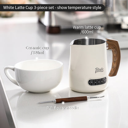 BINCOO Coffee Latte Art Cup Coffee Tank Thickened Milk Foam Cup Coffee Utensil  304 Stainless Steel Large Capacity 600ML