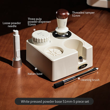 BINCOO Coffee Tamping Hammer Base Set Powder Spreader Tamper Set Coffee Machine Handle Filling Storage Rack Italian Coffee Utensils 51/58MM