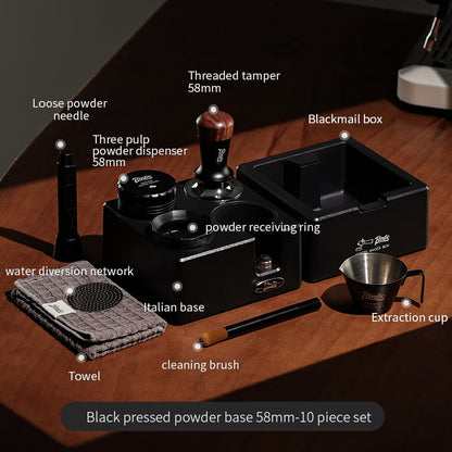 BINCOO Coffee Tamping Hammer Base Set Powder Spreader Tamper Set Coffee Machine Handle Filling Storage Rack Italian Coffee Utensils 51/58MM