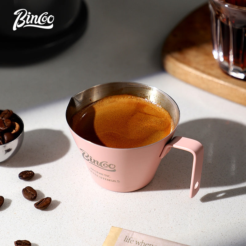 BINCOO Coffee Measuring Cups Stainless Steel Espresso Cups Household Milk Cup with Scale Ounce Cup 100ML