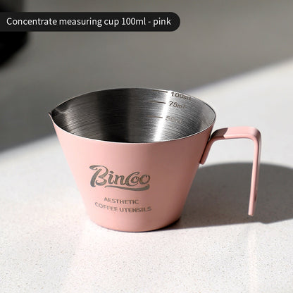 BINCOO Coffee Measuring Cups Stainless Steel Espresso Cups Household Milk Cup with Scale Ounce Cup 100ML