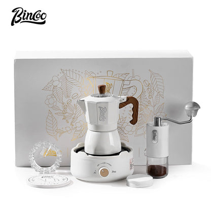 Double Valve Moka Pot Full Gift Set Coffee Pot Small Manual Grinder Coffee Maker Best Gift 2Cups 3Cups