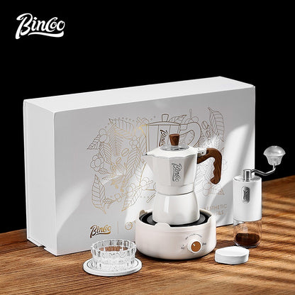 Double Valve Moka Pot Full Gift Set Coffee Pot Small Manual Grinder Coffee Maker Best Gift 2Cups 3Cups