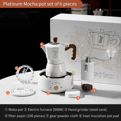 Double Valve Moka Pot Full Gift Set Coffee Pot Small Manual Grinder Coffee Maker Best Gift 2Cups 3Cups