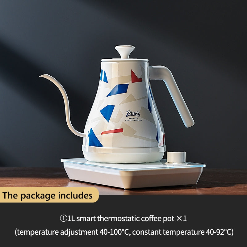 BINCOO Intelligent Temperature Control Electric Kettle Thermostatic Electric Pot Stainless Steel Hand-flush Electric Kettle for Household and Office 1L