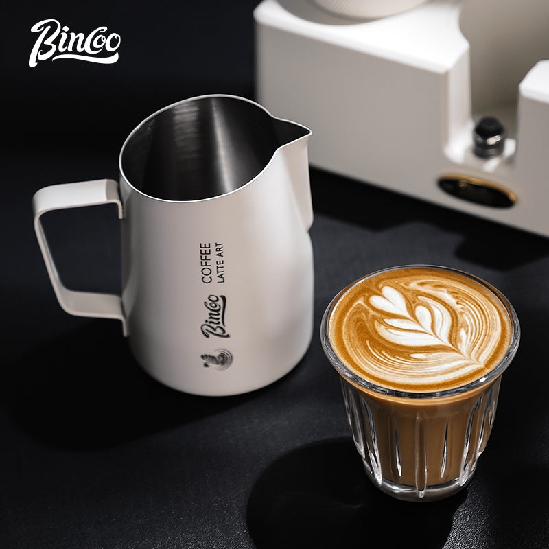 BINCOO Swan Latte Art Vat Pointed-mouth Embossed Coffee Pull Flower Cup Milk Jar Milk Foam Cup for Household Office and Coffee Shop 420ML