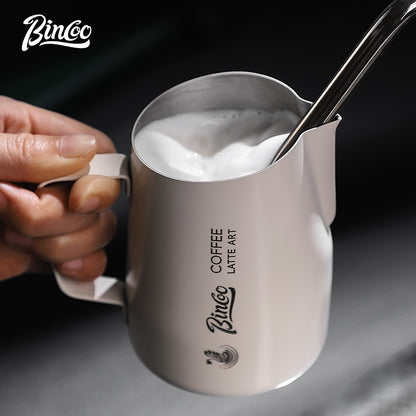 BINCOO Swan Latte Art Vat Pointed-mouth Embossed Coffee Pull Flower Cup Milk Jar Milk Foam Cup for Household Office and Coffee Shop 420ML