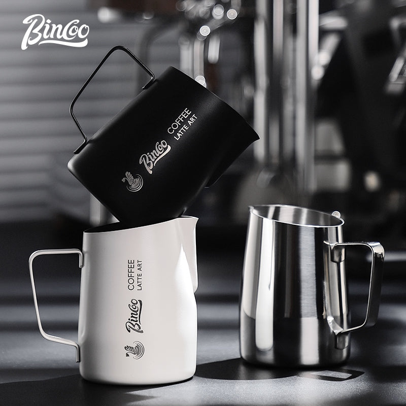 BINCOO Swan Latte Art Vat Pointed-mouth Embossed Coffee Pull Flower Cup Milk Jar Milk Foam Cup for Household Office and Coffee Shop 420ML