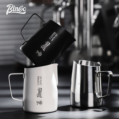 BINCOO Swan Latte Art Vat Pointed-mouth Embossed Coffee Pull Flower Cup Milk Jar Milk Foam Cup for Household Office and Coffee Shop 420ML