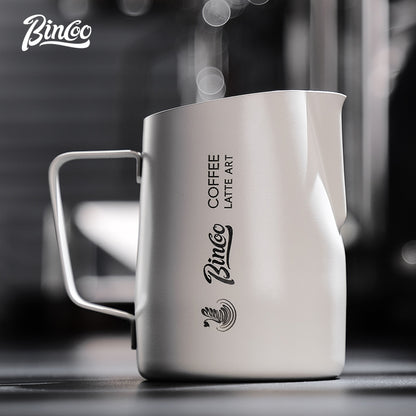 BINCOO Swan Latte Art Vat Pointed-mouth Embossed Coffee Pull Flower Cup Milk Jar Milk Foam Cup for Household Office and Coffee Shop 420ML