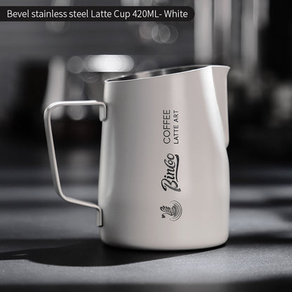 BINCOO Swan Latte Art Vat Pointed-mouth Embossed Coffee Pull Flower Cup Milk Jar Milk Foam Cup for Household Office and Coffee Shop 420ML