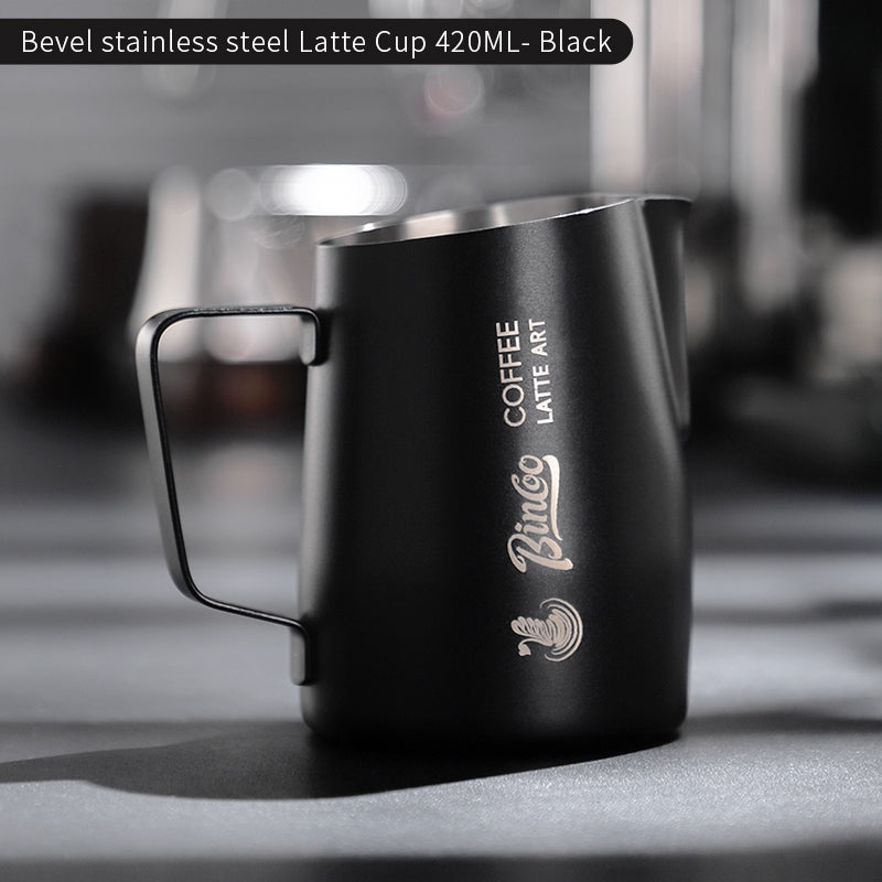 BINCOO Swan Latte Art Vat Pointed-mouth Embossed Coffee Pull Flower Cup Milk Jar Milk Foam Cup for Household Office and Coffee Shop 420ML